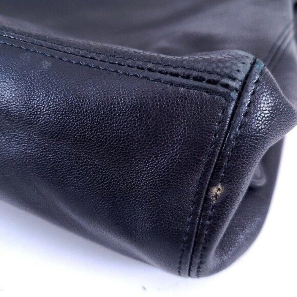 Elie Tahari Black Leather Shoulder Bag Braided Handle - Picture 9 of 11